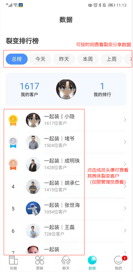 管理员如何查看成员裂变数据及预约客户信息？